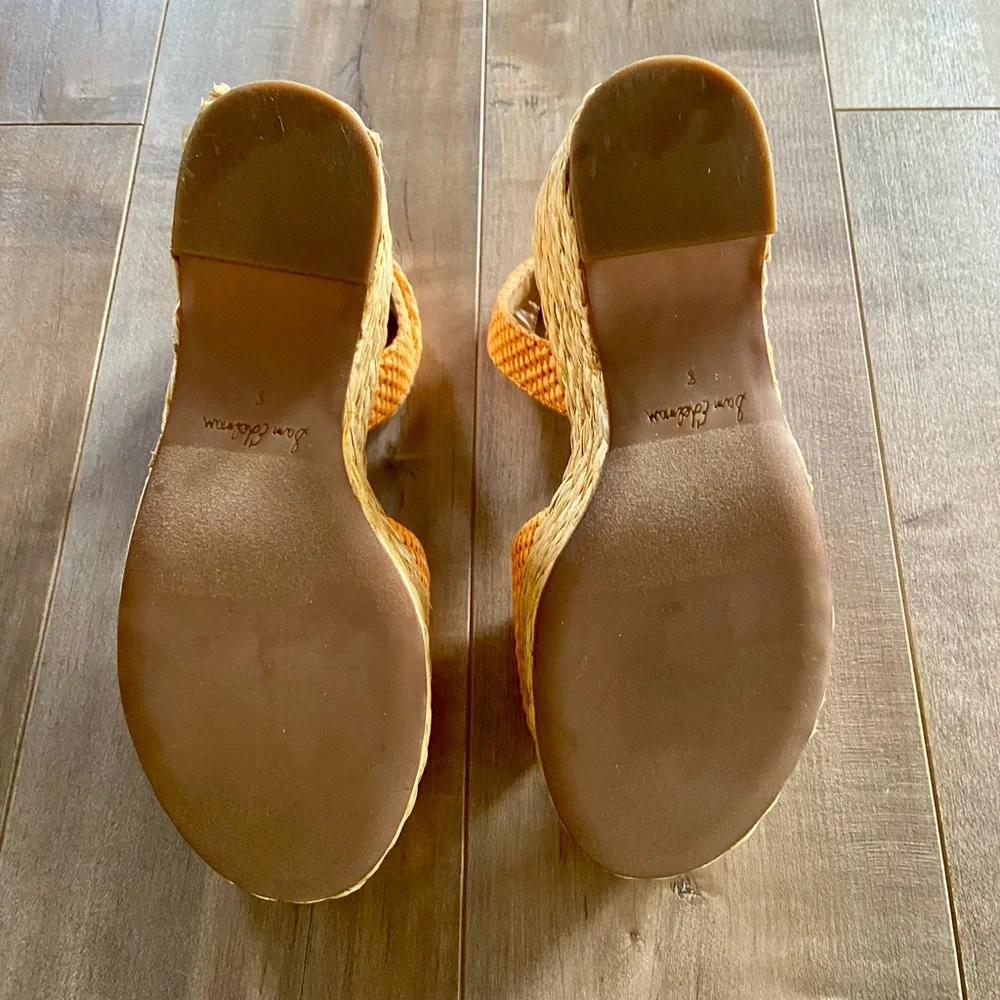Sam Edelman April Platform Wedge Espadrille Sandal in Mari Gold Raffia